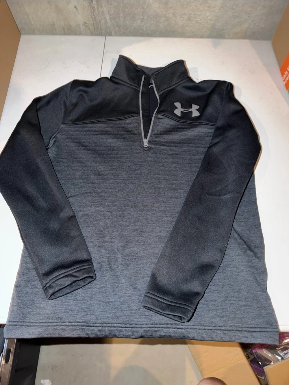 Under Armour Black and Gray ColdGear Quarter-Zip Pullover